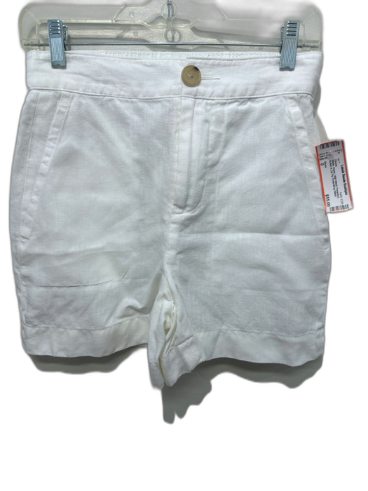 Vince Size 0 White Hemp High Waist Pocketed Button & Zip Fly Shorts White / 0