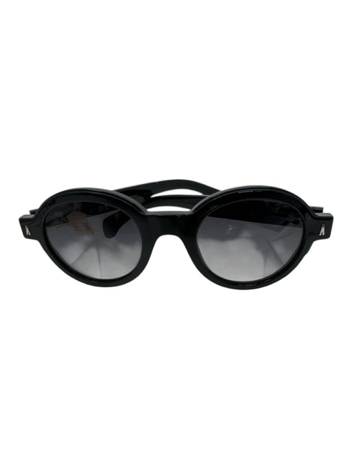 Moncler Black & Silver Acetate Gray Lens Circle Round Sunglasses Black & Silver
