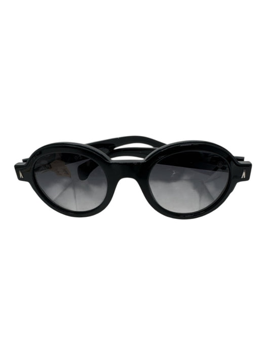 Moncler Black & Silver Acetate Gray Lens Circle Round Sunglasses Black & Silver