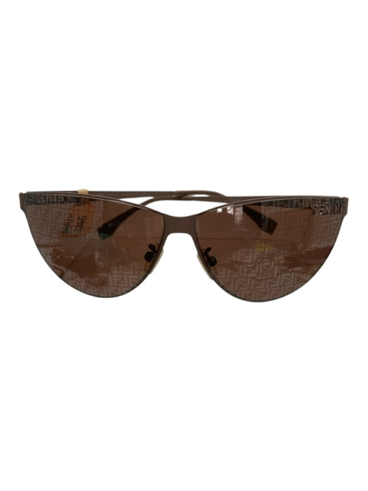Fendi Taupe Beige Metal Cut Out Monogram Cat Eye Sunglasses Taupe Beige