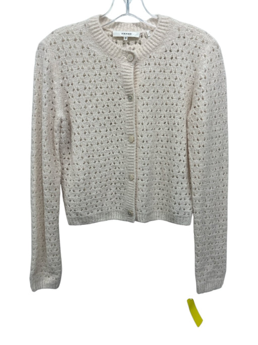 Frame Size XS Pale Pink Wool & Nylon Long Sleeve Loose Knit Buttons Cardigan Pale Pink / XS
