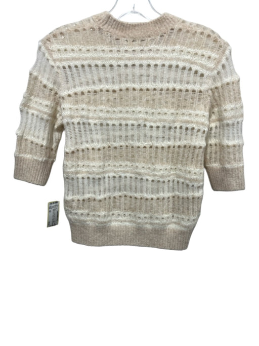 Frame Size XS Beige & Cream Wool, Acrylic, Nylon Short Sleeve Stripes Top Beige & Cream / XS