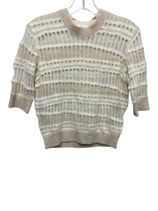 Frame Size XS Beige & Cream Wool, Acrylic, Nylon Short Sleeve Stripes Top Beige & Cream / XS