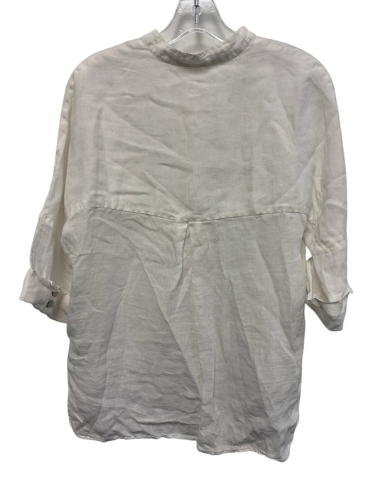 120% Lino Size 38 White Linen 1/2 Sleeve 1/2 Button pocket Top White / 38