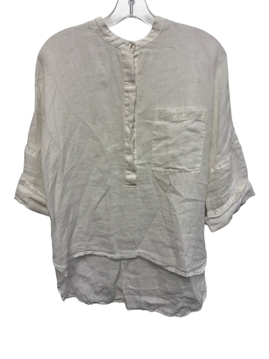 120% Lino Size 38 White Linen 1/2 Sleeve 1/2 Button pocket Top White / 38