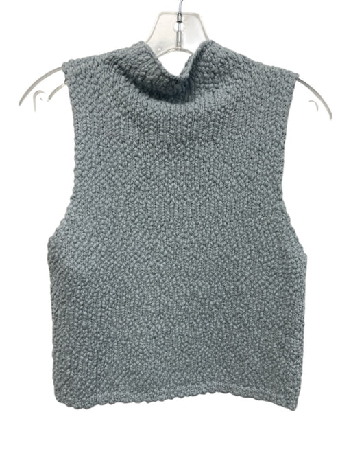 Sablyn Size S Light Blue Cotton Blend Cap Sleeve Mock Neck Crochet Top Light Blue / S