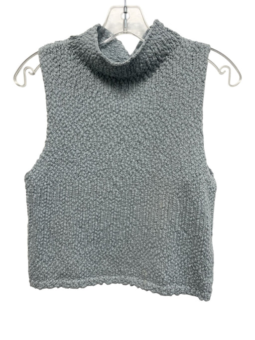 Sablyn Size S Light Blue Cotton Blend Cap Sleeve Mock Neck Crochet Top Light Blue / S