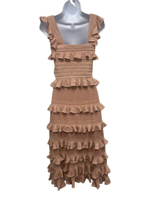 Zimmermann Size 0 Pink & Gold Viscose & Polyester Tiered Midi Skirt Set Pink & Gold / 0