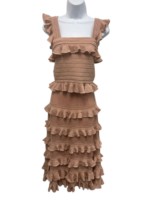 Zimmermann Size 0 Pink & Gold Viscose & Polyester Tiered Midi Skirt Set Pink & Gold / 0