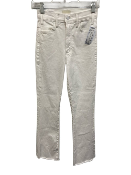 Mother Size 24 White Cotton Flare Fringe High Rise Jeans White / 24