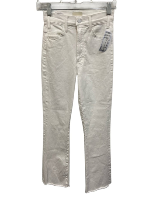 Mother Size 24 White Cotton Flare Fringe High Rise Jeans White / 24