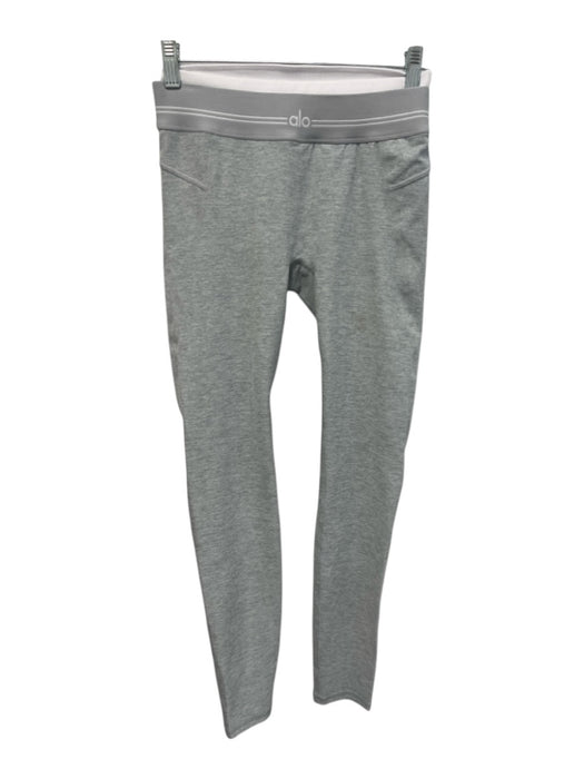 Alo Size Est S Grey Poly Blend Athletic Heathered Elastic Waist Leggings Grey / Est S