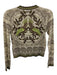 Tory Burch Size XXS White, Brown, Green Wool Long Sleeve All Over Print Cardigan White, Brown, Green / XXS