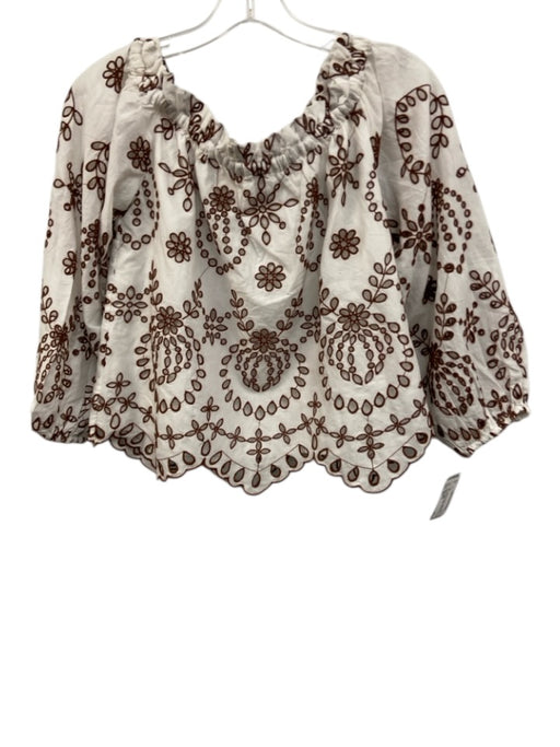 Lilly Pulitzer Size XS White & Brown Cotton Long Sleeve Eyelet Top White & Brown / XS
