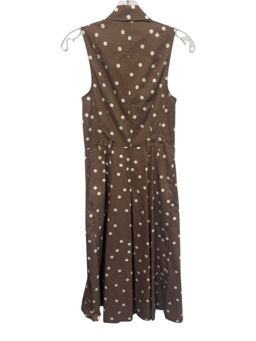 L'agence Size 8 Brown & White Cotton & Nylon Polka Dots Sleeveless Pleats Dress Brown & White / 8