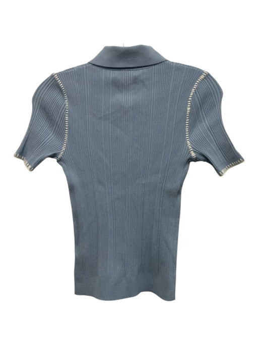 Rag & Bone Size XS Blue & White Viscose & Polyester Short Sleeve Ribbed Top Blue & White / XS