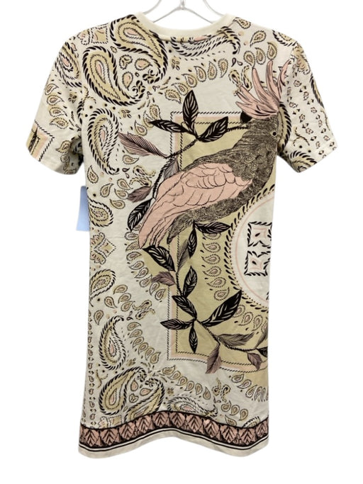Tory Burch Size XXS White, Black, Multi Cotton Short Sleeve All Over Print Dress White, Black, Multi / XXS
