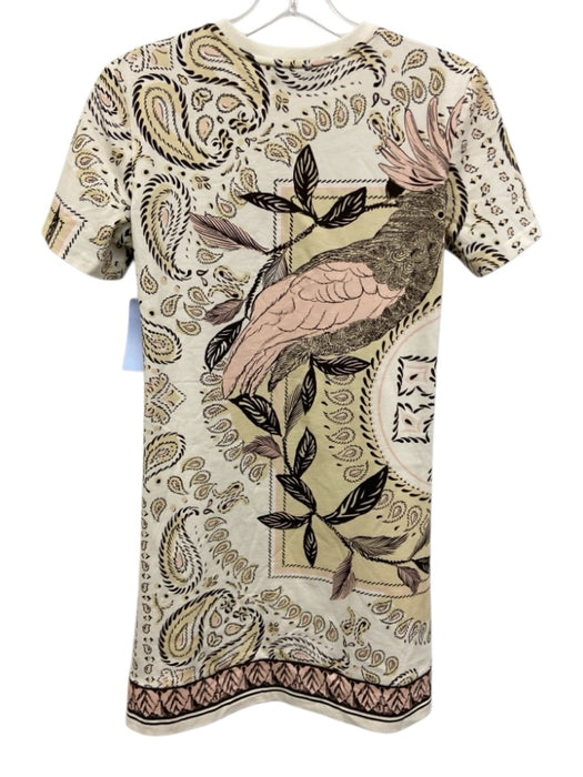 Tory Burch Size XXS White, Black, Multi Cotton Short Sleeve All Over Print Dress White, Black, Multi / XXS
