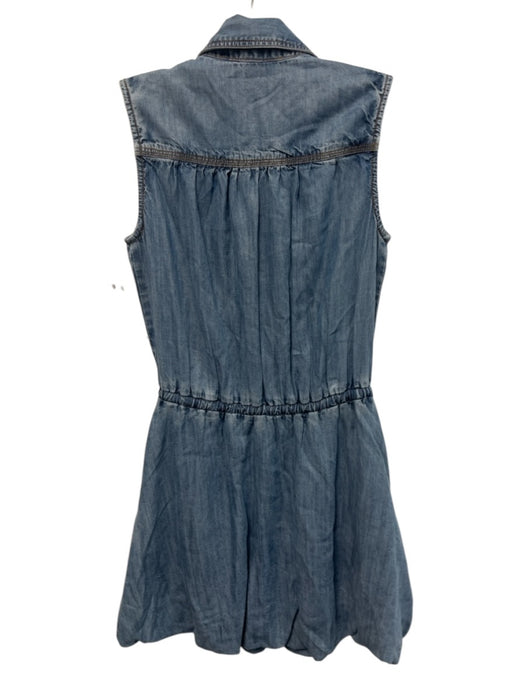 Ramy Brook Size XXS Medium Wash Cotton Button Up Sleeveless Collar Dress Medium Wash / XXS