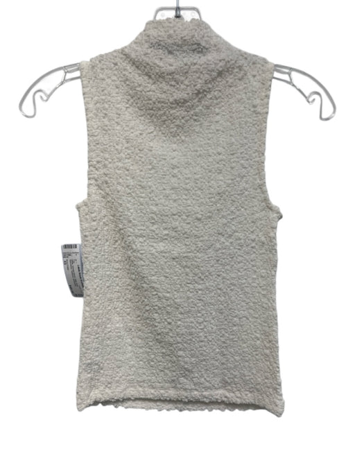 Enza Costa Size XS White Viscose Blend High Neck Sleeveless Textured Top White / XS
