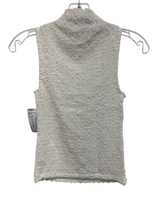 Enza Costa Size XS White Viscose Blend High Neck Sleeveless Textured Top White / XS