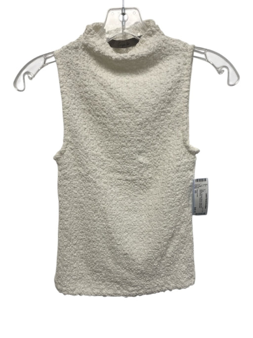 Enza Costa Size XS White Viscose Blend High Neck Sleeveless Textured Top White / XS
