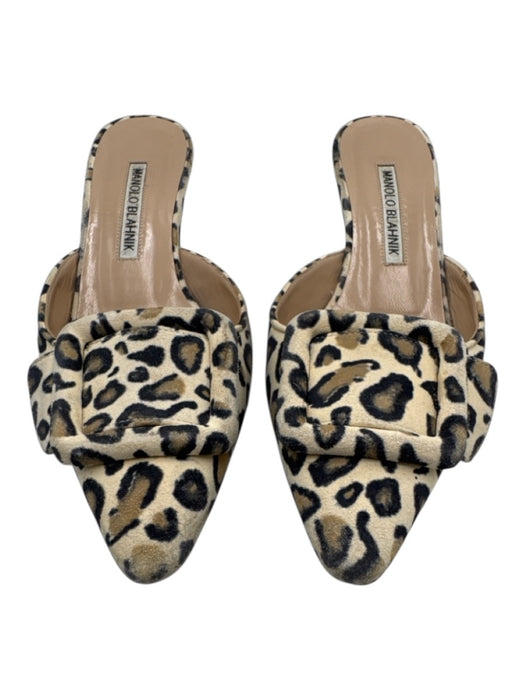 Manolo Blahnik Shoe Size 36 Beige, Black, Multi Leather Pointed Toe Sandals Beige, Black, Multi / 36