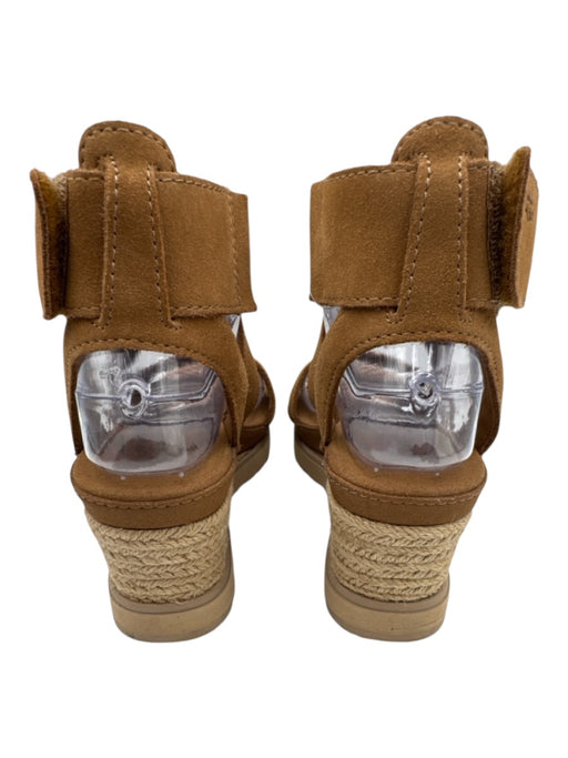 Ugg Shoe Size 6.5 Brown & Tan Leather Espadrille Open Toe Wedge Sandals Brown & Tan / 6.5