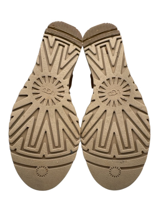 Ugg Shoe Size 6.5 Brown & Tan Leather Espadrille Open Toe Wedge Sandals Brown & Tan / 6.5