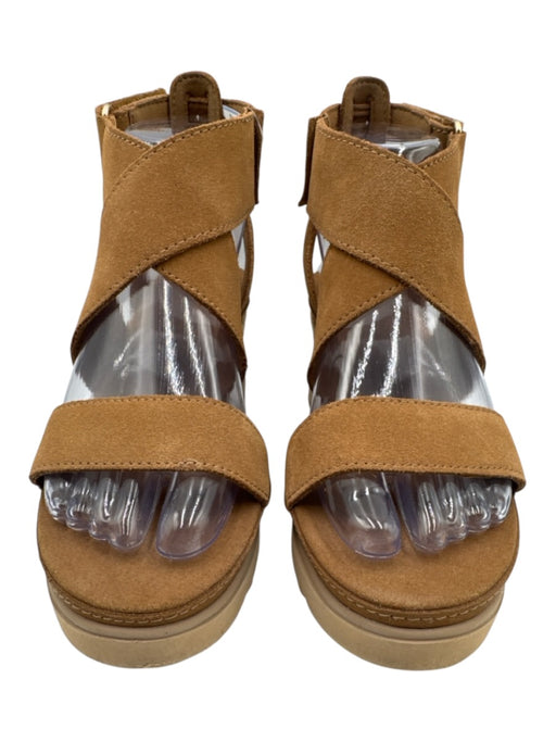 Ugg Shoe Size 6.5 Brown & Tan Leather Espadrille Open Toe Wedge Sandals Brown & Tan / 6.5