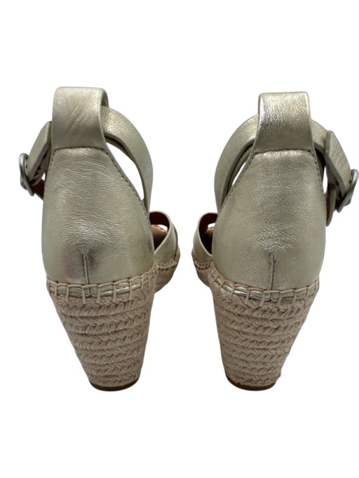 Gentle Souls Shoe Size 6 Silver & Beige Leather Shine Detail Wedge Sandals Silver & Beige / 6