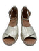 Gentle Souls Shoe Size 6 Silver & Beige Leather Shine Detail Wedge Sandals Silver & Beige / 6