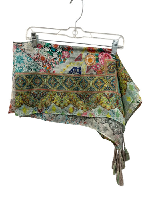 No Brand White & Multi All Over Print Tassels scarf White & Multi / One Size