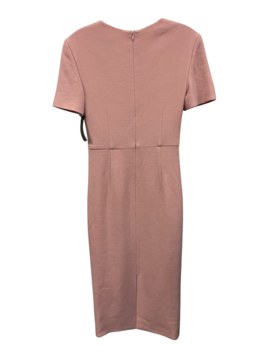 Roland Mouret Size 0 Pink Wool Short Sleeve Back Zip pleats Dress Pink / 0