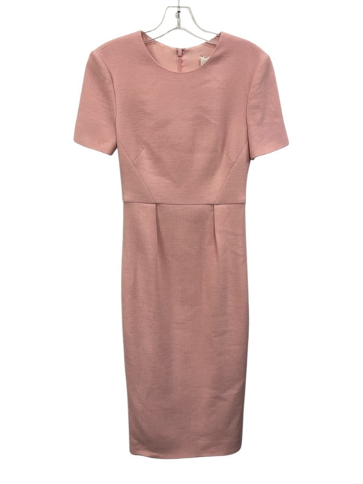 Roland Mouret Size 0 Pink Wool Short Sleeve Back Zip pleats Dress Pink / 0