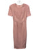 Roland Mouret Size 0 Pink Wool Short Sleeve Back Zip pleats Dress Pink / 0