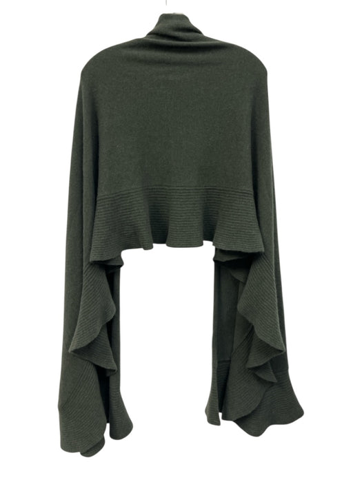 Minnie Rose Dark Green Cashmere Knit Ruffle Shawl Dark Green / One Size