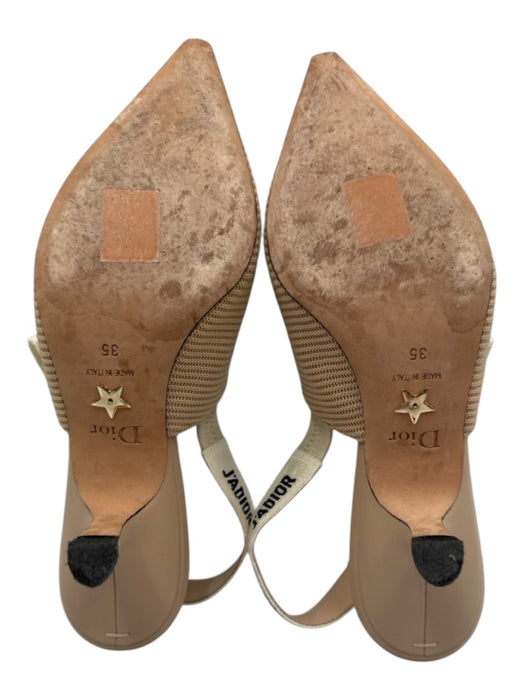 Christian Dior Shoe Size 35 Beige Textile Suede Pointed Toe Sling back Pumps Beige / 35