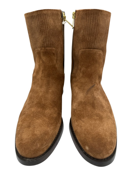 Clorinda Antinori Shoe Size 36 Brown Suede Round Toe Side Zip Ribbed Booties Brown / 36