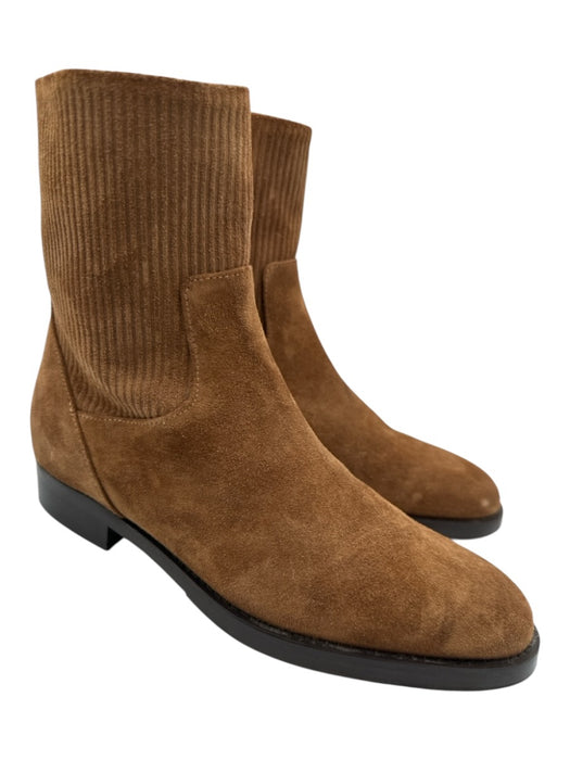 Clorinda Antinori Shoe Size 36 Brown Suede Round Toe Side Zip Ribbed Booties Brown / 36