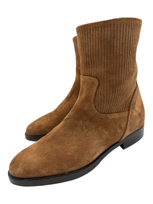 Clorinda Antinori Shoe Size 36 Brown Suede Round Toe Side Zip Ribbed Booties Brown / 36