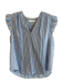 Frame Size M Blue & White Cotton Striped Ruffle Sleeveless V Neck Top Blue & White / M