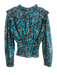 Karina Grimaldi Size Medium Teal & Multi Cotton Abstract Print Long Sleeve Top Teal & Multi / Medium