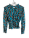 Karina Grimaldi Size Medium Teal & Multi Cotton Abstract Print Long Sleeve Top Teal & Multi / Medium
