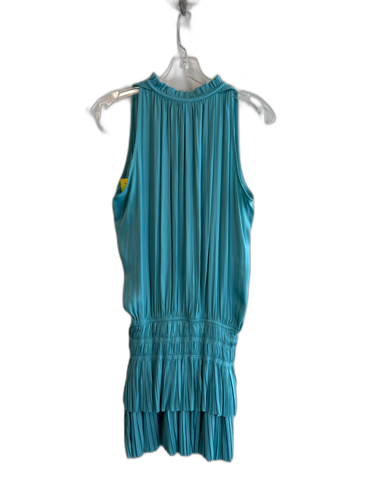 Current Air Size Small Teal Green Polyester Sleeveless Ruffle Neckline Dress Teal Green / Small
