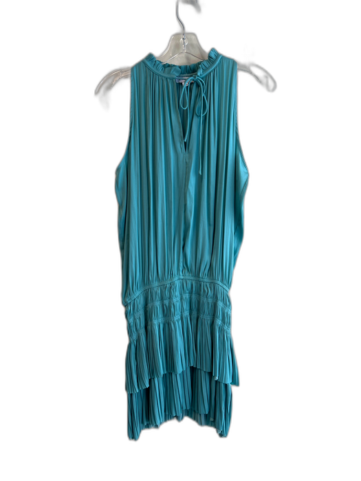 Current Air Size Small Teal Green Polyester Sleeveless Ruffle Neckline Dress Teal Green / Small