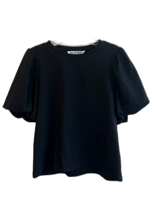 Walter Baker Size Medium Black Polyester Blend Crew Neck Short Puff Sleeve Top Black / Medium