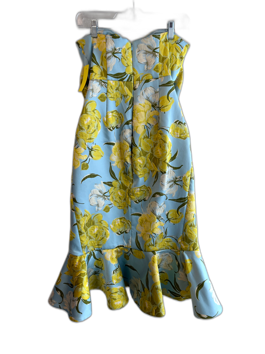 Mestiza New York Size 2 Blue & Yellow Polyester Floral Strapless Back Zip Dress Blue & Yellow / 2