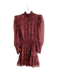 Misa Size Medium Cranberry & Multi Polyester Paisley High Neck Long Sleeve Dress Cranberry & Multi / Medium