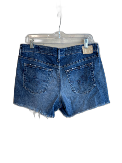 AG Size 28 Med Dark Wash Cotton Blend 5 Pocket Zip Fly Cut Off Shorts Med Dark Wash / 28